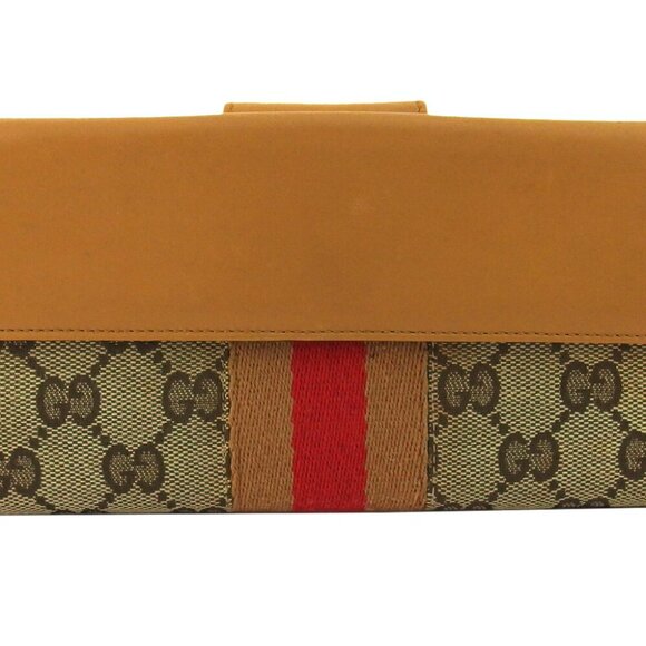 Gucci Long Wallet GG Canvas Beige Canvas ?~ Leather Authentic USED - Picture 1 of 9